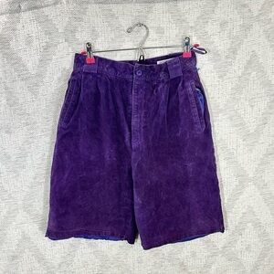 Vintage Epogee 100% suede leather purple bermuda shorts size 12